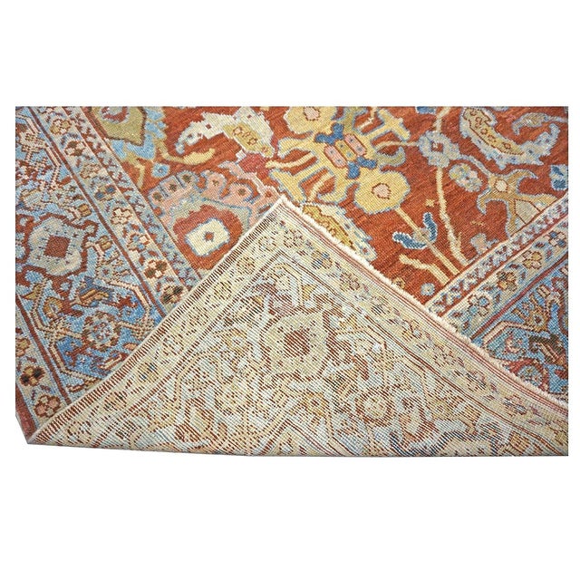 Antique Persian Sultanabad Wool 9 x 12 Rust, Navy & Ivory Handmade Area Rug #1140095 For Sale - Image 12 of 12