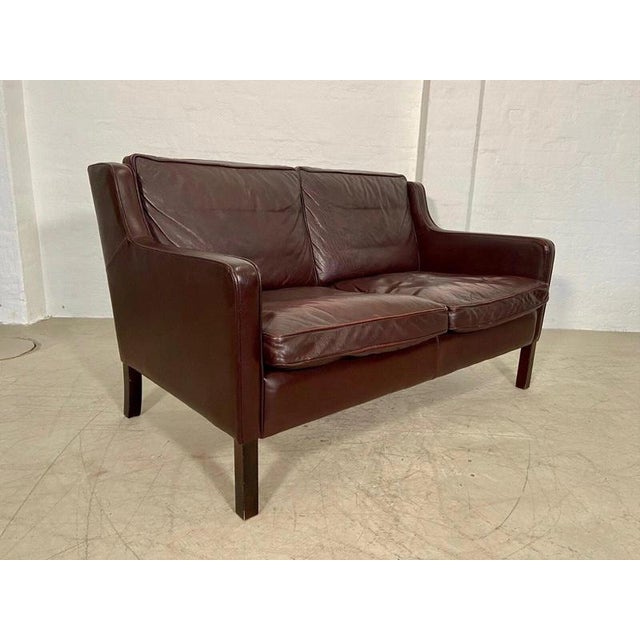 Vintage Danish Dark Cognac Leather Two-Seater Sofa from Stouby, 1960s For Sale - Image 6 of 18