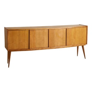 Danish Teak Bow-Front Credenza Attributed to Svend Madsen, 1960s For Sale