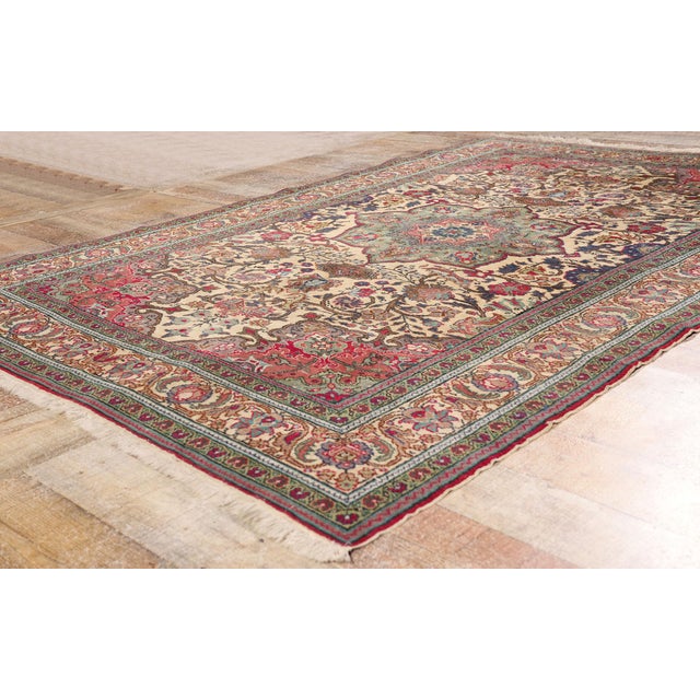 Beige Vintage Persian Ardabil Rug, 04'10 X 07'03 For Sale - Image 8 of 10