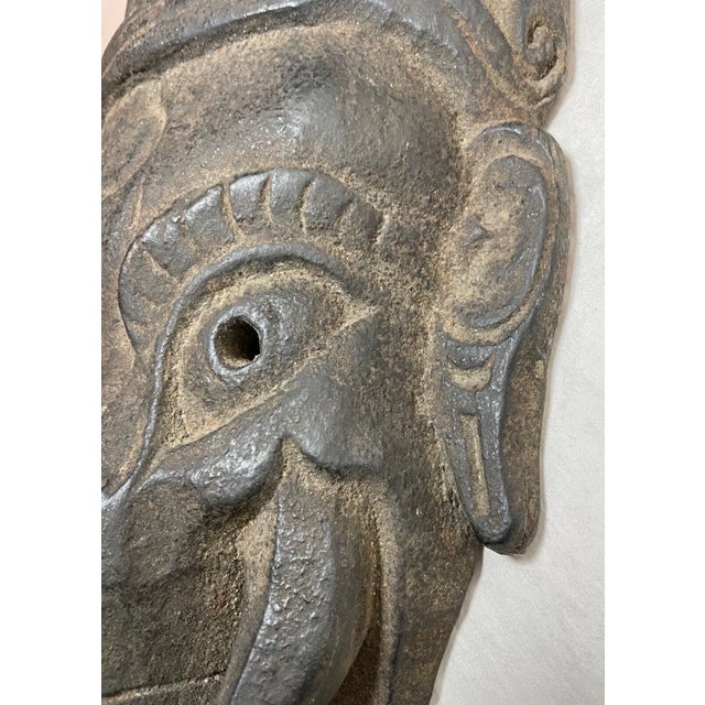 Black Antique 19th Century Hand Carved Myanmar Burmese Wood Ganesha Mask With Wax Seal For Sale - Image 8 of 15