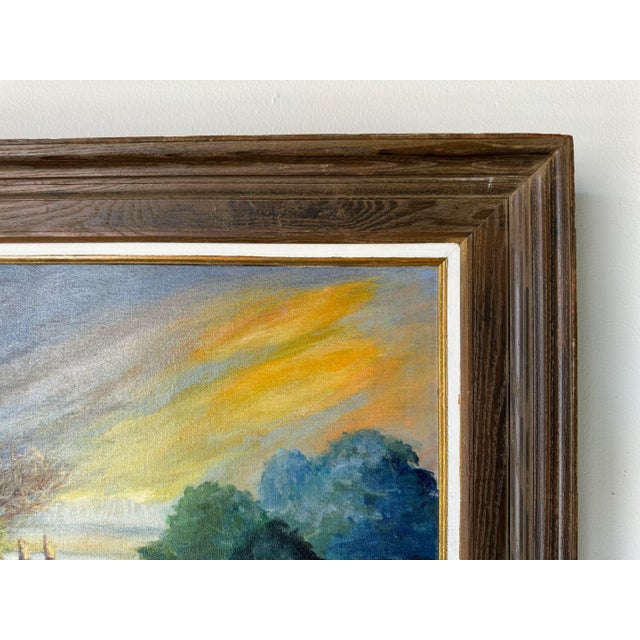 Green 1970's Vintage Beth K. Impressionist Abstract Oil on Canvas Painting, Framed For Sale - Image 8 of 12