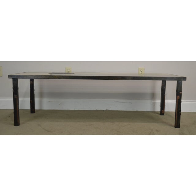 Raymond Mathis Tutto Metal Design Studio Crafted Iron & Stone Tile Top Coffee Table For Sale - Image 9 of 13