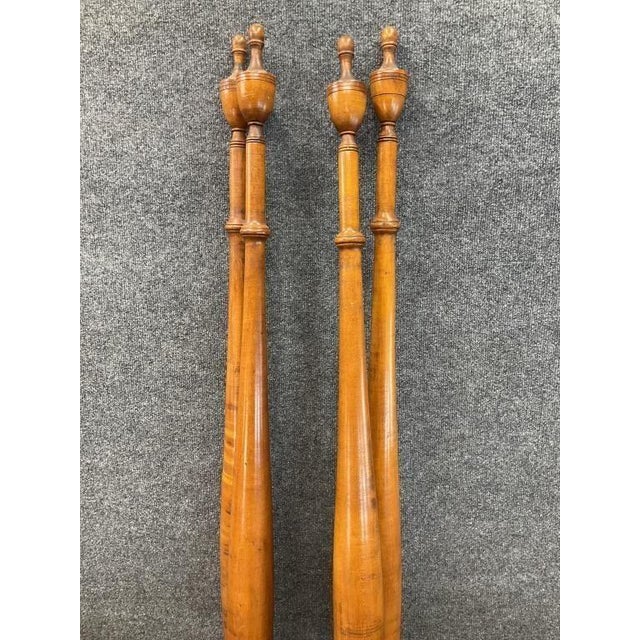 Antique American Twin Four-Poster Beds | 1880s Turned Post Solid Wood Pair For Sale - Image 4 of 9
