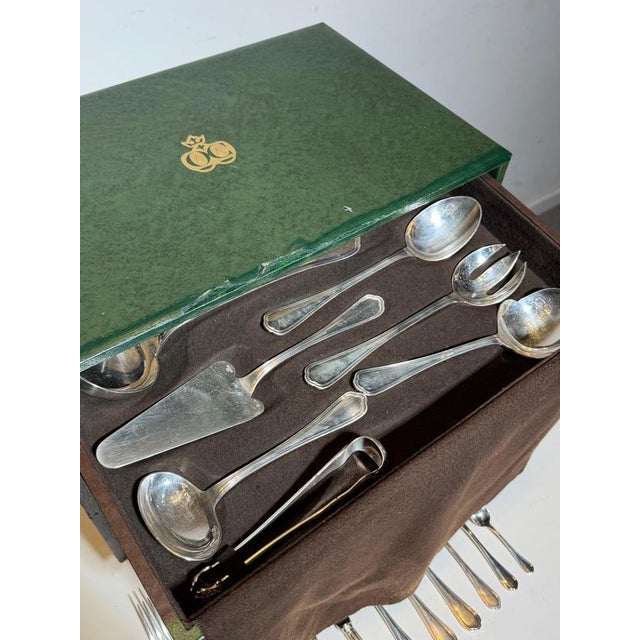 Silver-Plated Spatours Cutlery Service with Box from Christofle, Set of 144 For Sale - Image 5 of 13