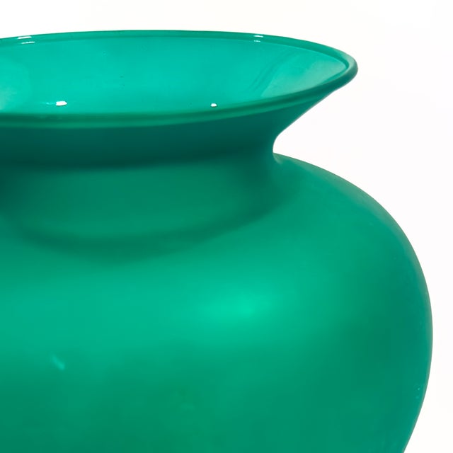 Sumptuous Frosted Shades of Jade Glass Vase Curation - Group of 3 For Sale - Image 11 of 17