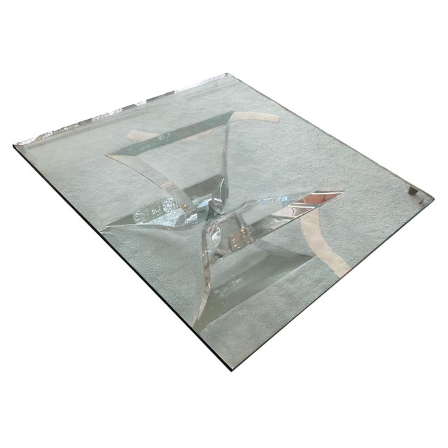 Mid-Century Modern 1970s "Lion in Frost" Lucite and Glass Coffee Table (Signed) For Sale - Image 3 of 5