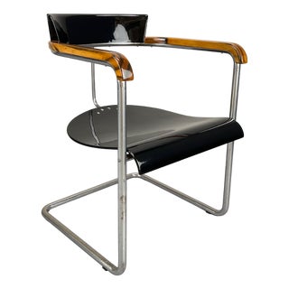 Model H-128 Black Steel Tube Cantilever Chair by Jindrich Halabala for Up Závody, 1930s For Sale