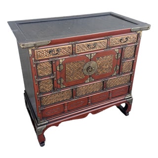 Vintage Chinese Tansu Style Wooden Cabinet For Sale