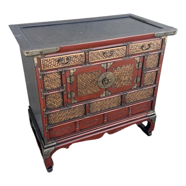 Vintage Chinese Tansu Style Wooden Cabinet For Sale