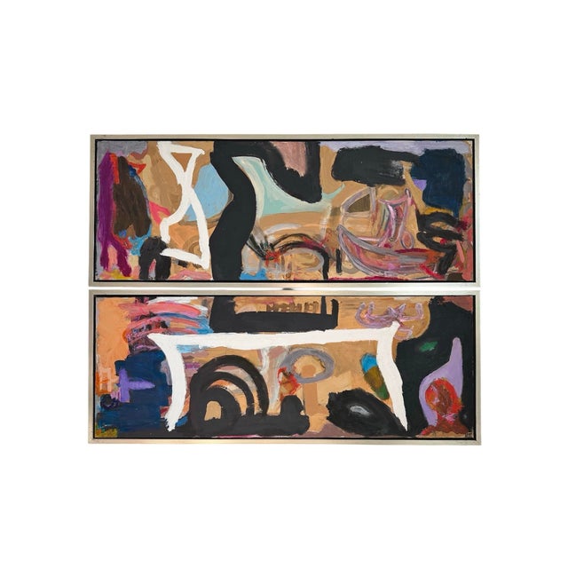 Framed Abstract Diptych Painting "Snails for Dinner" For Sale - Image 10 of 10