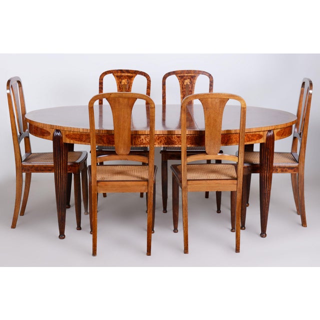 Art Deco Dining Set in Walnut and Mahogany by Paul Follot, France, 1920s, Set of 7 For Sale - Image 13 of 18