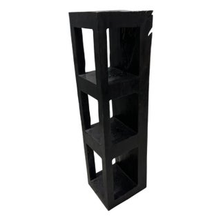 Andrianna Shamaris Log Style Teak Wood Charred Shelf For Sale