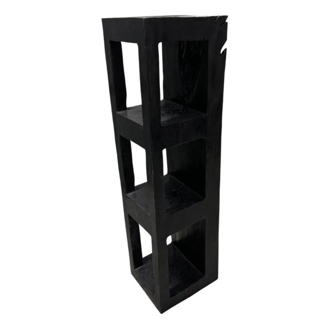 Andrianna Shamaris Log Style Teak Wood Charred Shelf For Sale