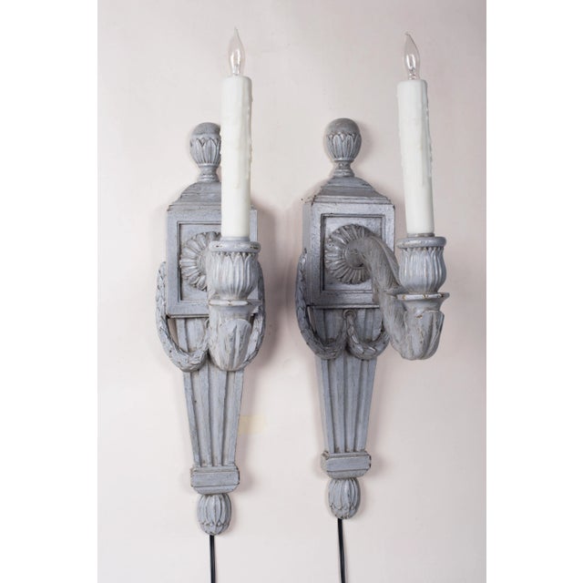 Early 20th Century Empire Style Painted Wood Sconces - a Pair For Sale In Seattle - Image 6 of 6
