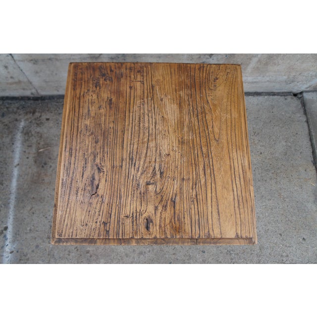 Late 20th Century English Weathered Oak Farmhouse Pedestal Side Table Plant Sculpture Stand For Sale - Image 12 of 12