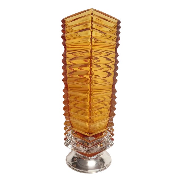 Glass Vase with Silver Base, Italy, 1960s For Sale