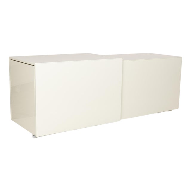 Lilac Wooden Sideboard in High Gloss White Cream from Hülsta For Sale