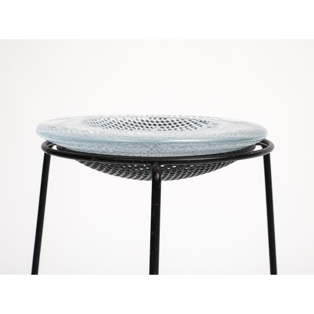 Vintage French Perforated Metal and Glass Table, C. 1950 For Sale - Image 10 of 13