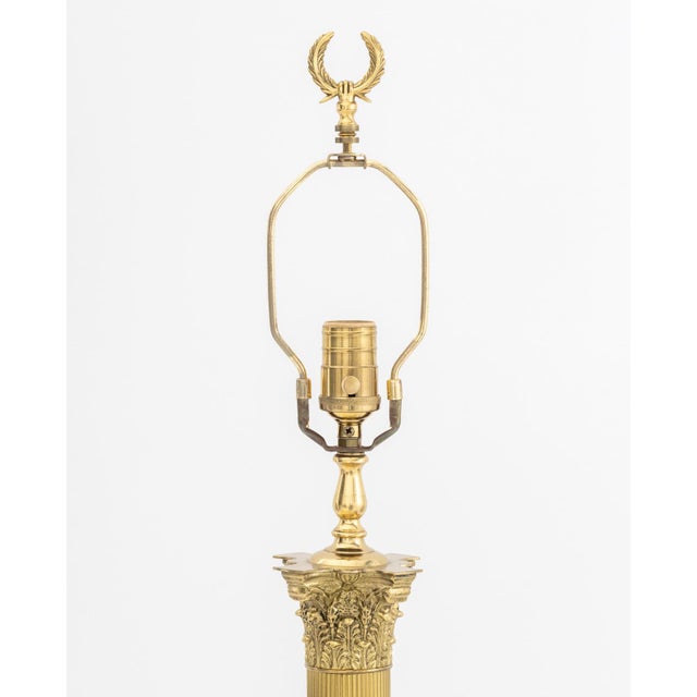 Neoclassical Neoclassical Style Gilt Corinthian Column Lamp For Sale - Image 3 of 8