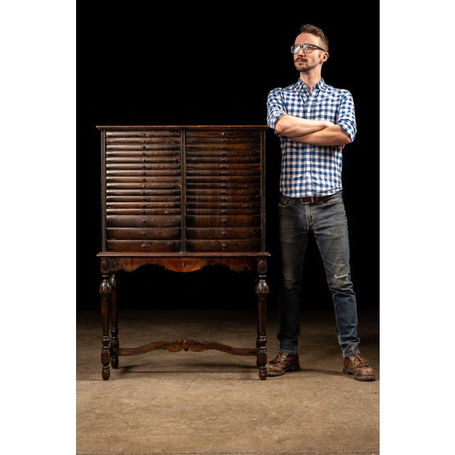 c. 1900s; Stradivara Phonograph Co. - Portland, OR Antique wooden sheet music sorting cabinet with numbered drawers. This...