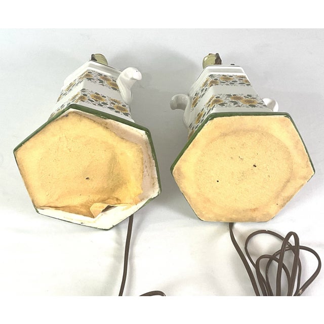 1950s McM-Sunflower Chintz Lamp Bases – A Pair For Sale - Image 6 of 6