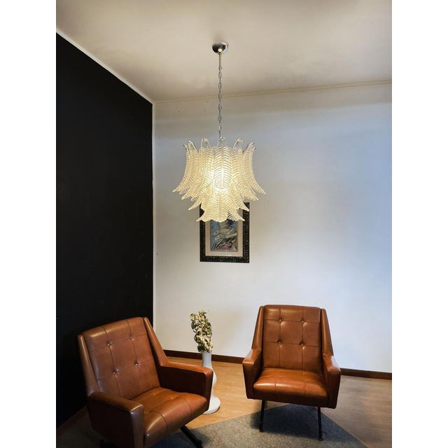 Italian Murano Trasparent Felci Glass Chandelier, 1990 For Sale - Image 17 of 18