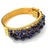Bochic "Capri" Vintage Blue Sapphire Cabochon Bangle Set in 18K Gold & Silver For Sale - Image 18 of 18