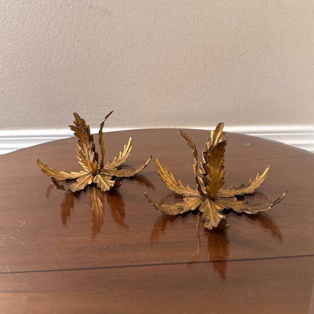 Beautiful pair of unusual guilt iron vintage Italian candle six holders good looking in size could add loose site or...