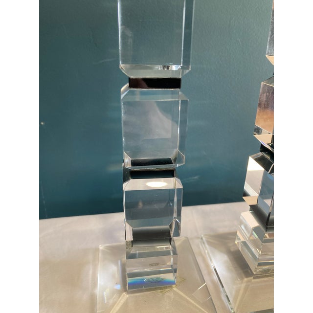 Traditional Godinger Shannon Crystal Candlesticks – Set of 2 For Sale - Image 3 of 8