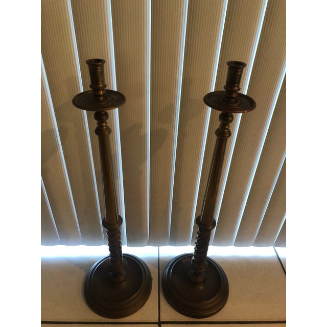 Vintage Maitland Smith Brass Candle eSticks - a Pair For Sale - Image 13 of 13