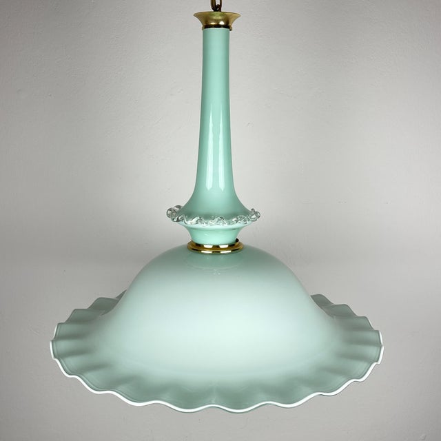 Vintage Murano Glass Pendant Lamp attributed Venini, Italy, 1970s For Sale - Image 11 of 18