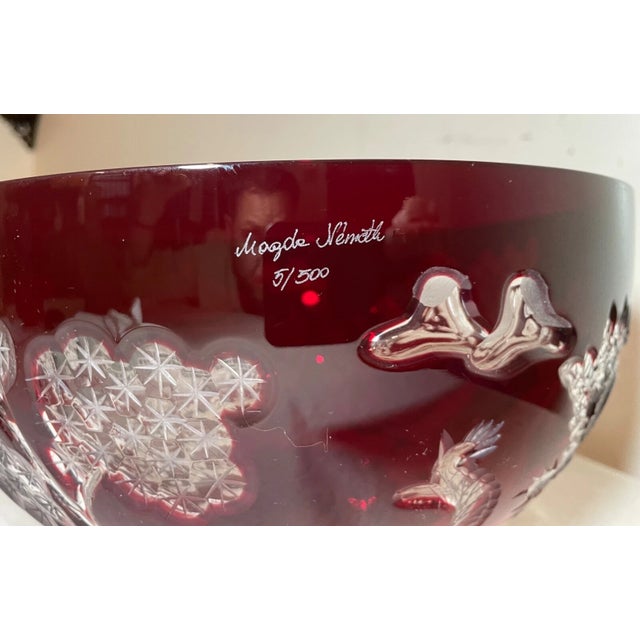 Vintage LMTD Ed Crystal Design Guild Magda Nemeth Cut to Clear Dragon Glass Bowl For Sale - Image 10 of 13