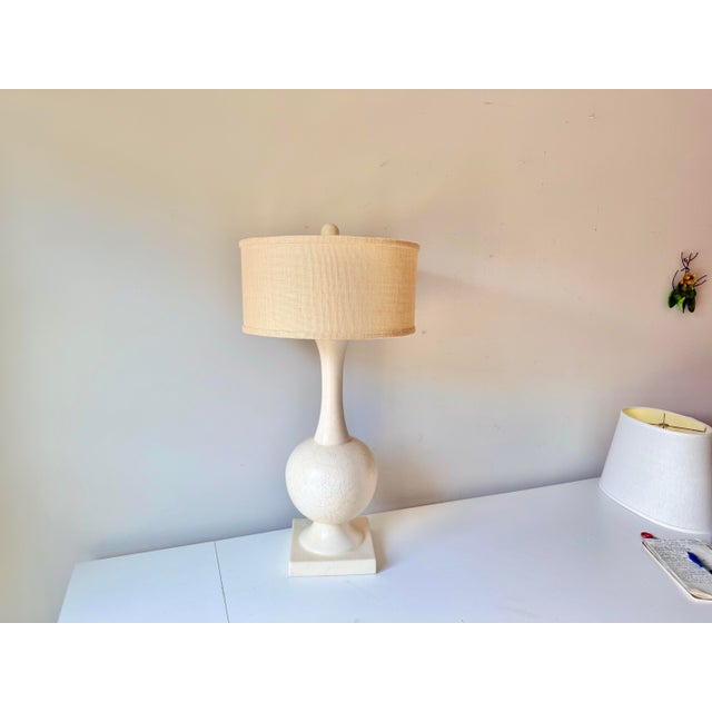 Mid-Century Modern 1960s Italian Pottery Floral Embossed Lamp For Sale - Image 3 of 11
