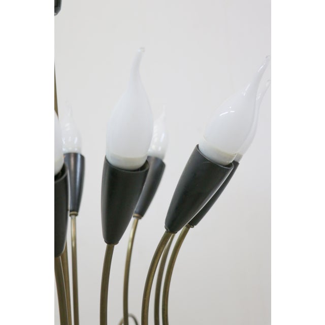 Black Large Mid-Century Italian 24 Lights Brass Chandelier from Stilnovo, 1950s For Sale - Image 8 of 10