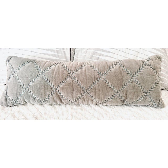 Bella Notte Sterling Long Lumber Pillow. Custom made long lumber pillow made with Bella Notte Linen fabric cotton velvet....