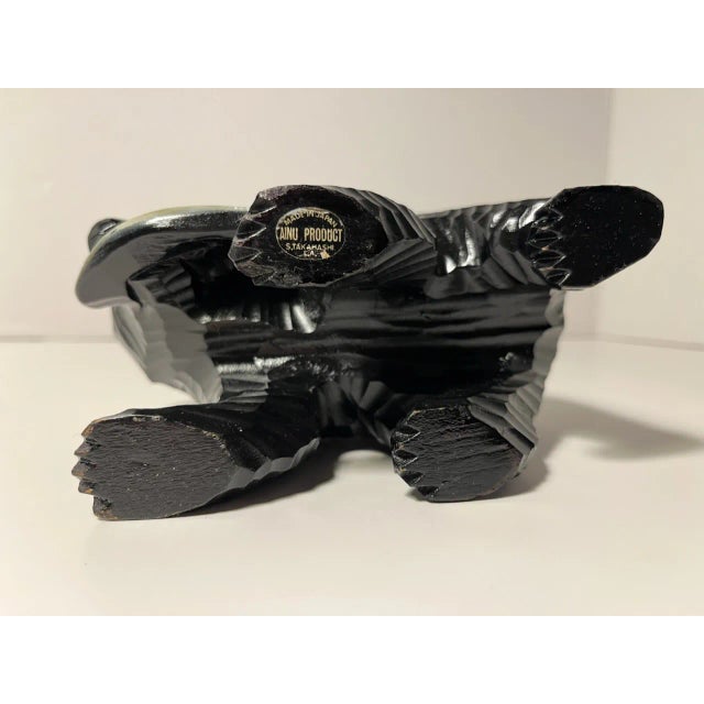 Vintage Ainu S. Takahashi Hand Carved Bear & Salmon Wooden Sculpture, Made in Japan For Sale In Los Angeles - Image 6 of 9