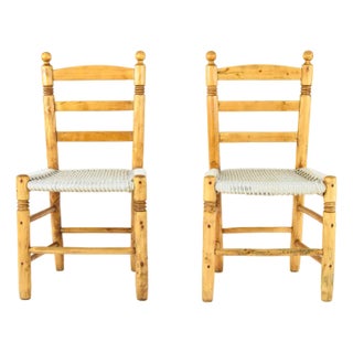 Set of Vintage Mediterranean Chairs in Wood and Rope, 1920s For Sale