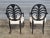 Late 20th Century Pair of Karges Hepplewhite Plum Arm Chairs Ebonized, Carved Hand Painted Leather Fabric For Sale - Image 13 of 14