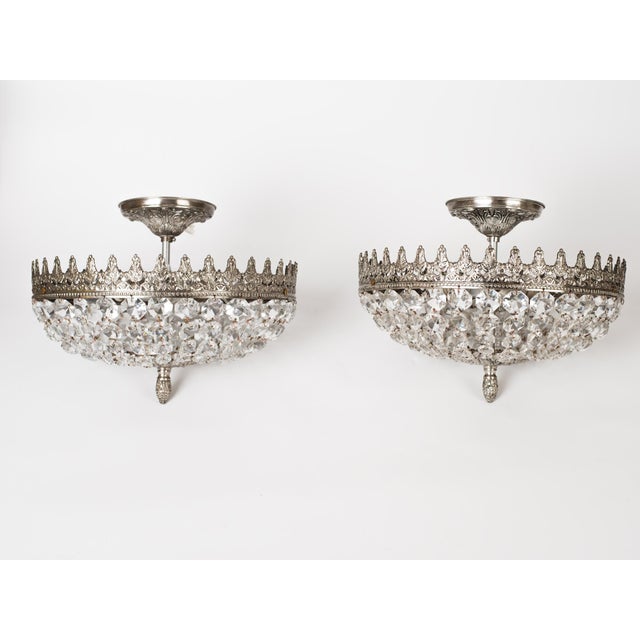 Spectacular and Exceptionally Rare Matched Pair of 1960s Spanish French Empire Style Nickel-Plated Solid Cast Brass...