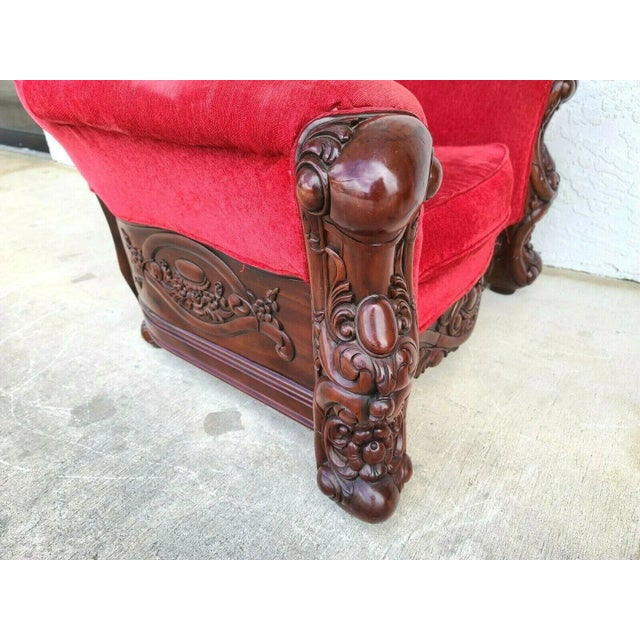 Large Asian Chinoiserie Carved Rosewood Armchair For Sale In Miami - Image 6 of 12