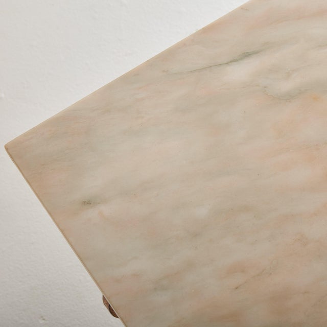 French Brass Base Coffee Table with Blush Marble Top, 1950s For Sale - Image 9 of 11