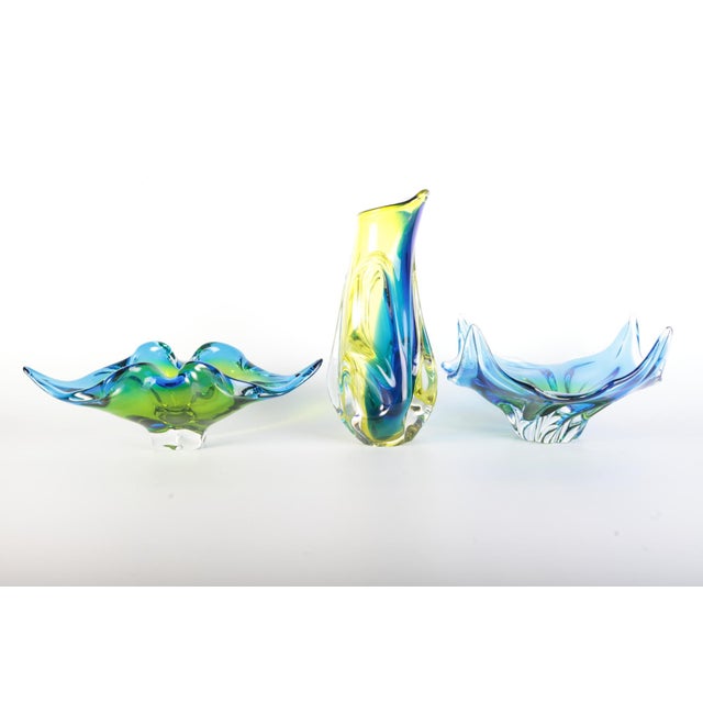 Glass Vase and Bowl by Josef Hospodka for Sklarny Chribska, Czech, 1960s, Set of 3 For Sale - Image 14 of 14