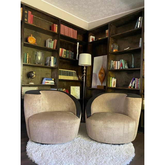Beautiful pair of vintage swivel chairs from Weiman Furniture Co., designed by Vladimir Kagan circa 1970s. Both chairs...
