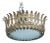 Mid 20th Century Spanish Gilt Metal Crown Chandelier with Elongated Leaves, US Wired For Sale