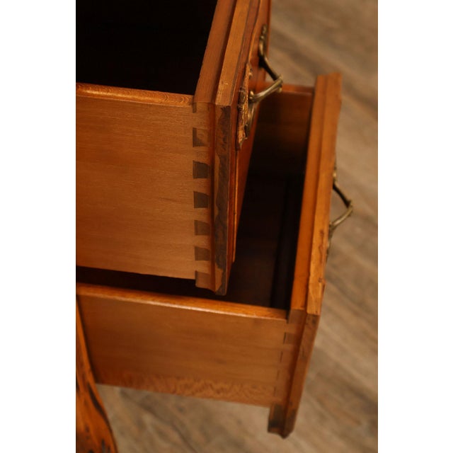 1930's French Louis XV Style SatinwoodInlaid Writing Desk Vanity For Sale - Image 4 of 18