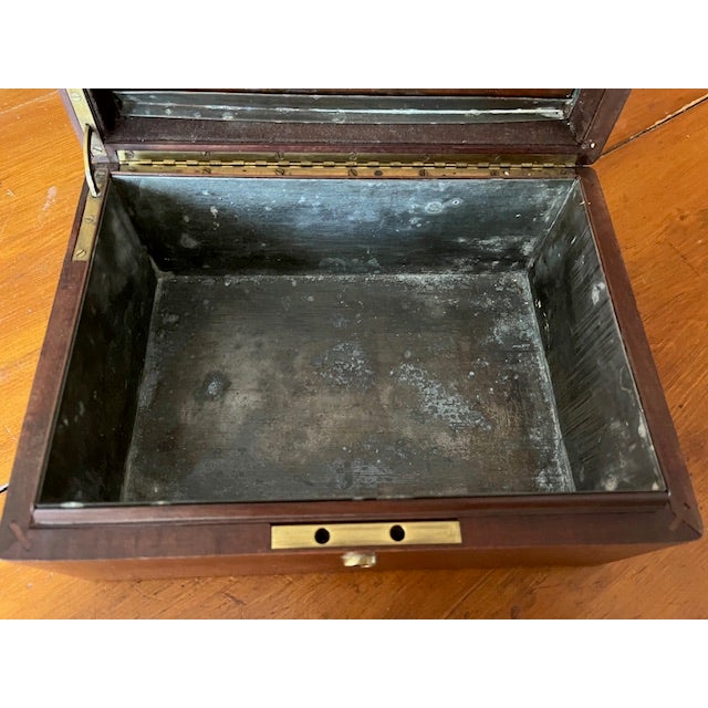 Vintage Mahogany Tin and Copper Lined Humidor/Cigar Box For Sale - Image 9 of 10