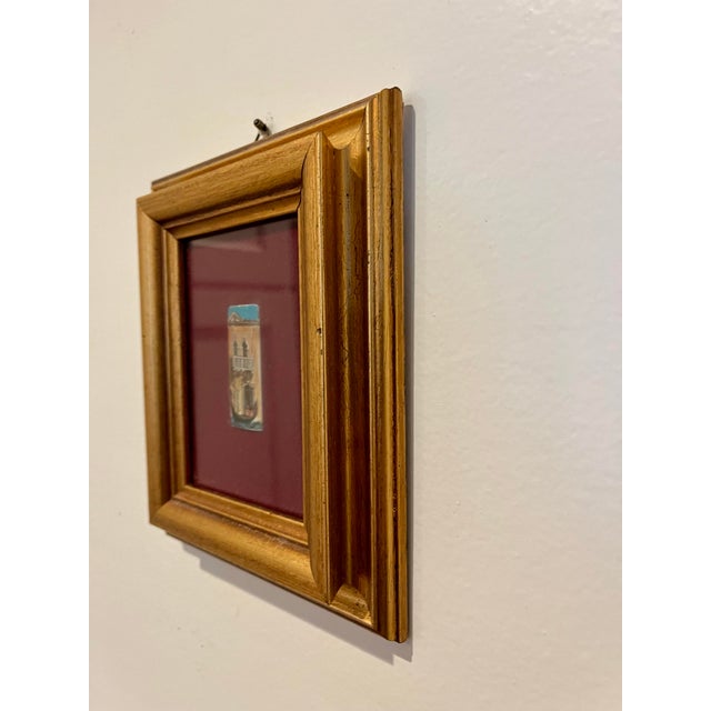 Mid 20th Century Mid Century Miniature Painting on Ivory Piano Key Venice Italy Lauro For Sale - Image 5 of 7