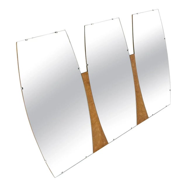 Burl Wood Frame Triple Boat Shape Wall Mirror For Sale - Image 9 of 9