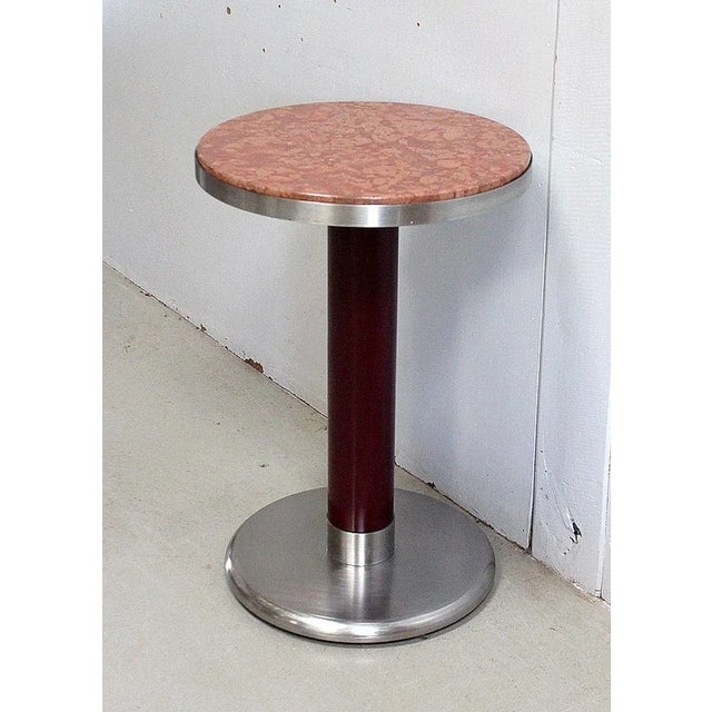 Small Circular Brushed Stainless Steel Pedestal Table, 1920s For Sale - Image 3 of 18